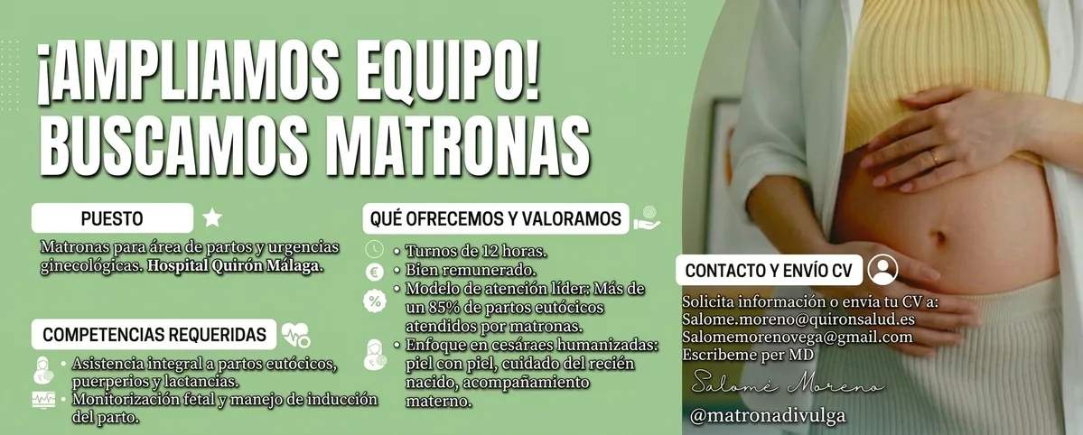 Oferta de empleo como matrona en Quirón Málaga
